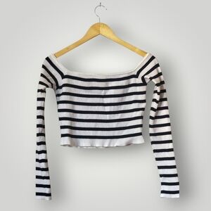 Edikted Black and White Striped Crop Top